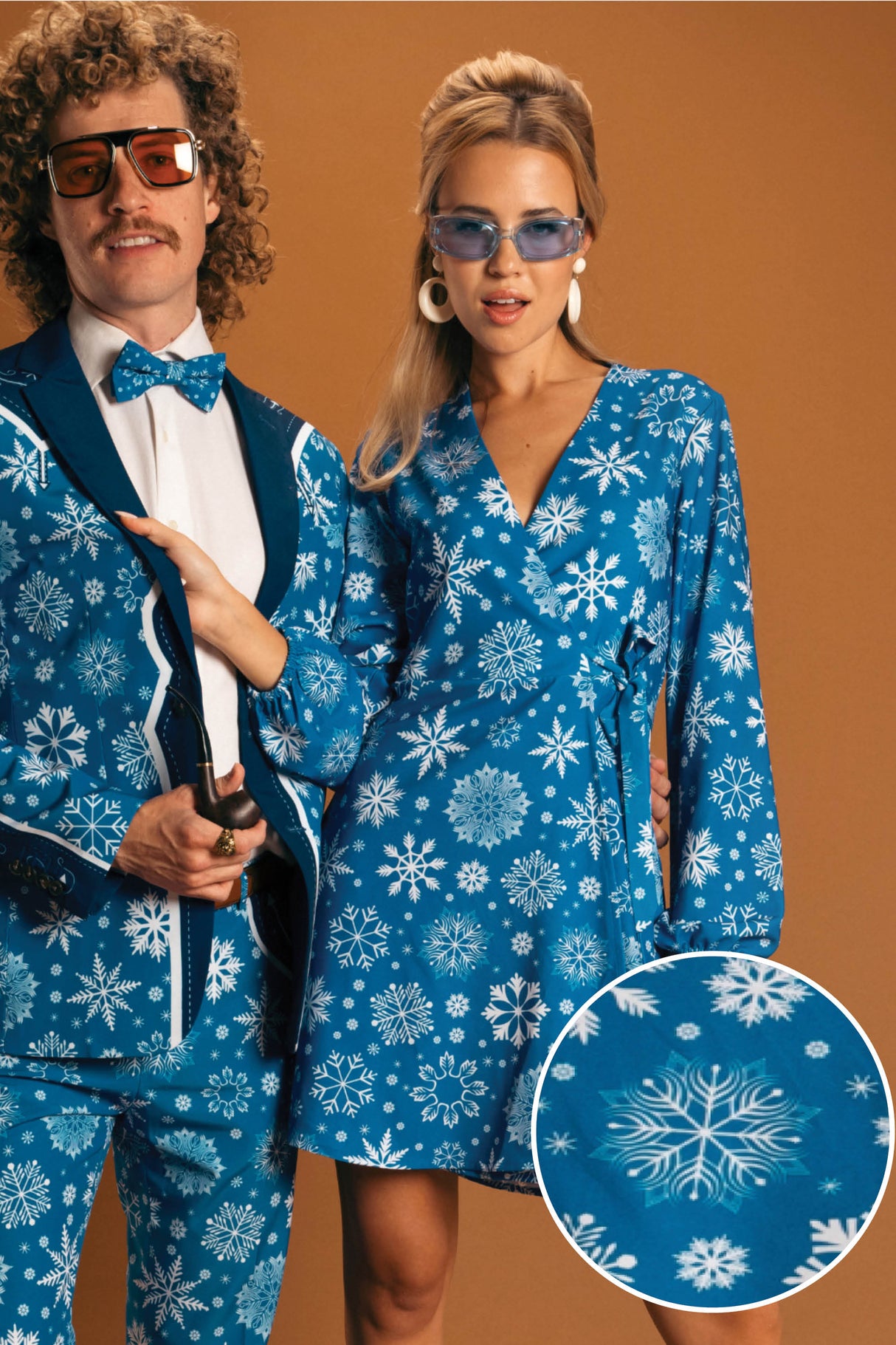 The Ice Never Melts | Blue Snowflake Christmas Wrap Dress from Shinesty
