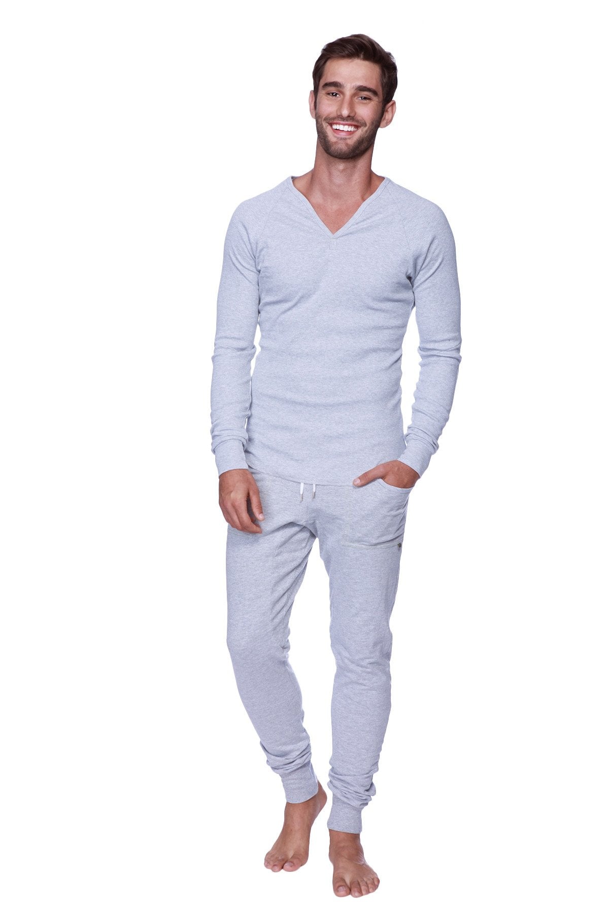 Thermal V-Neck Long Sleeve (Heather Grey) from 4-rth