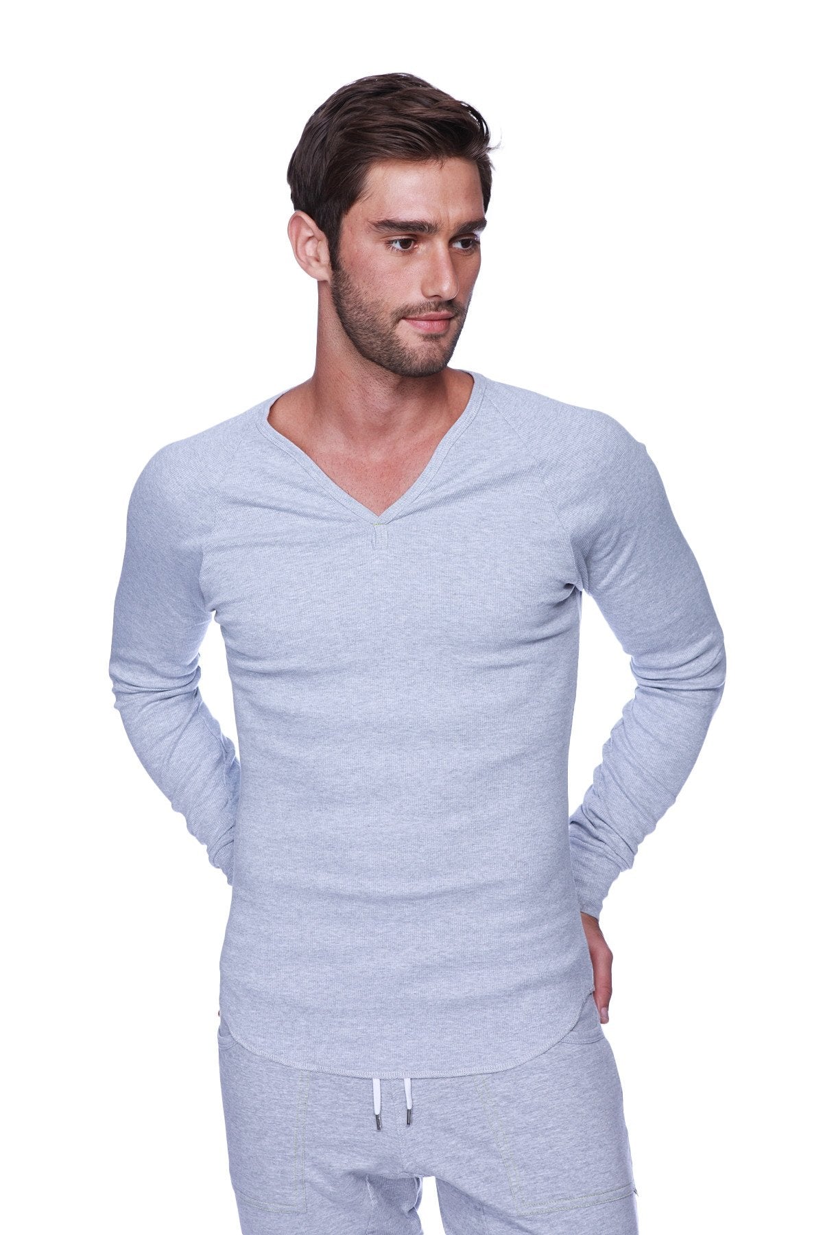 Thermal V-Neck Long Sleeve (Heather Grey) from 4-rth