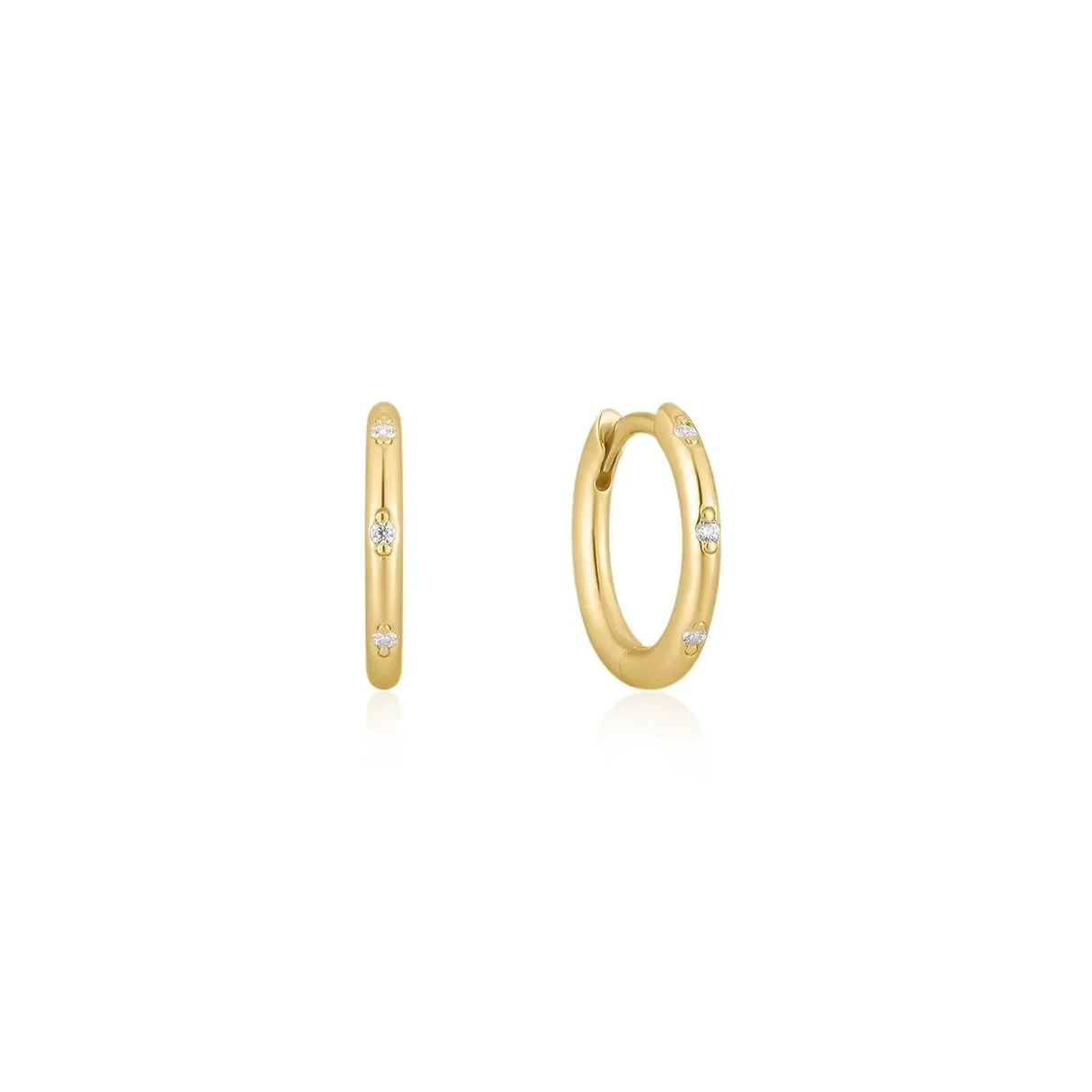 Thin CZ Studded Huggie Hoops from eklexic