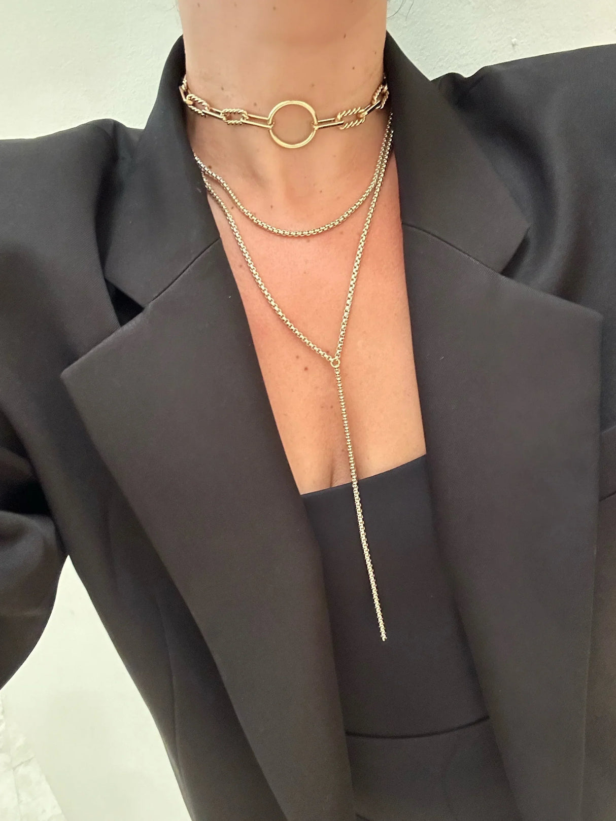Thin Luciana Box Chain Lariat from eklexic