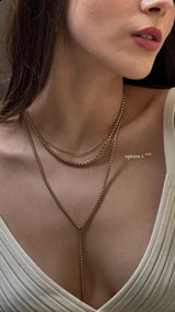 Thin Luciana Box Chain Lariat from eklexic