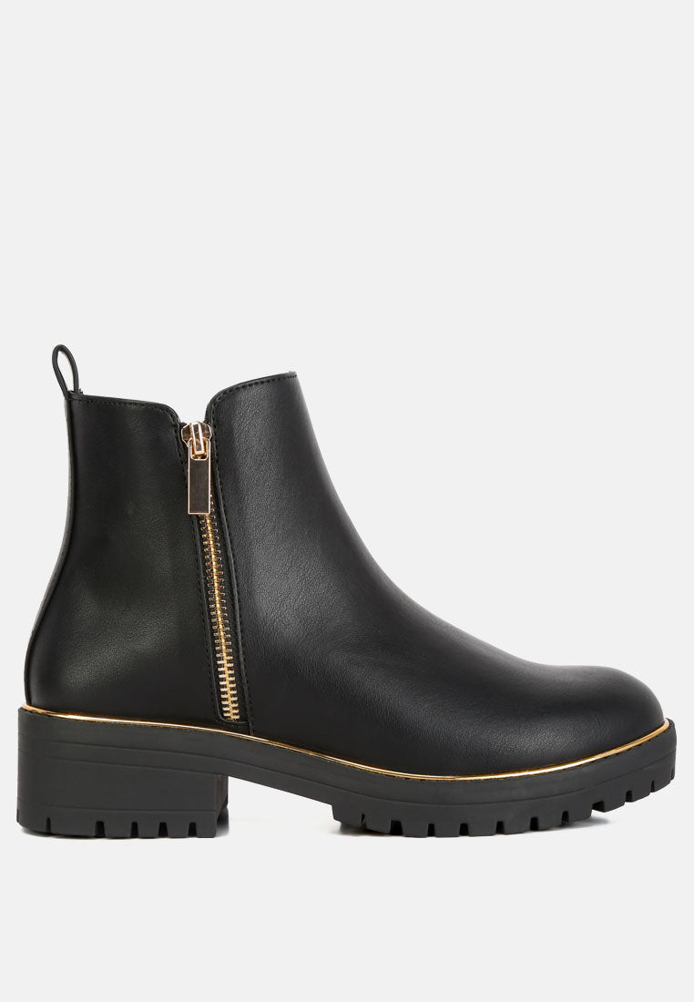 Thorin Metallic Frame Block Heel Boots from London Rag International