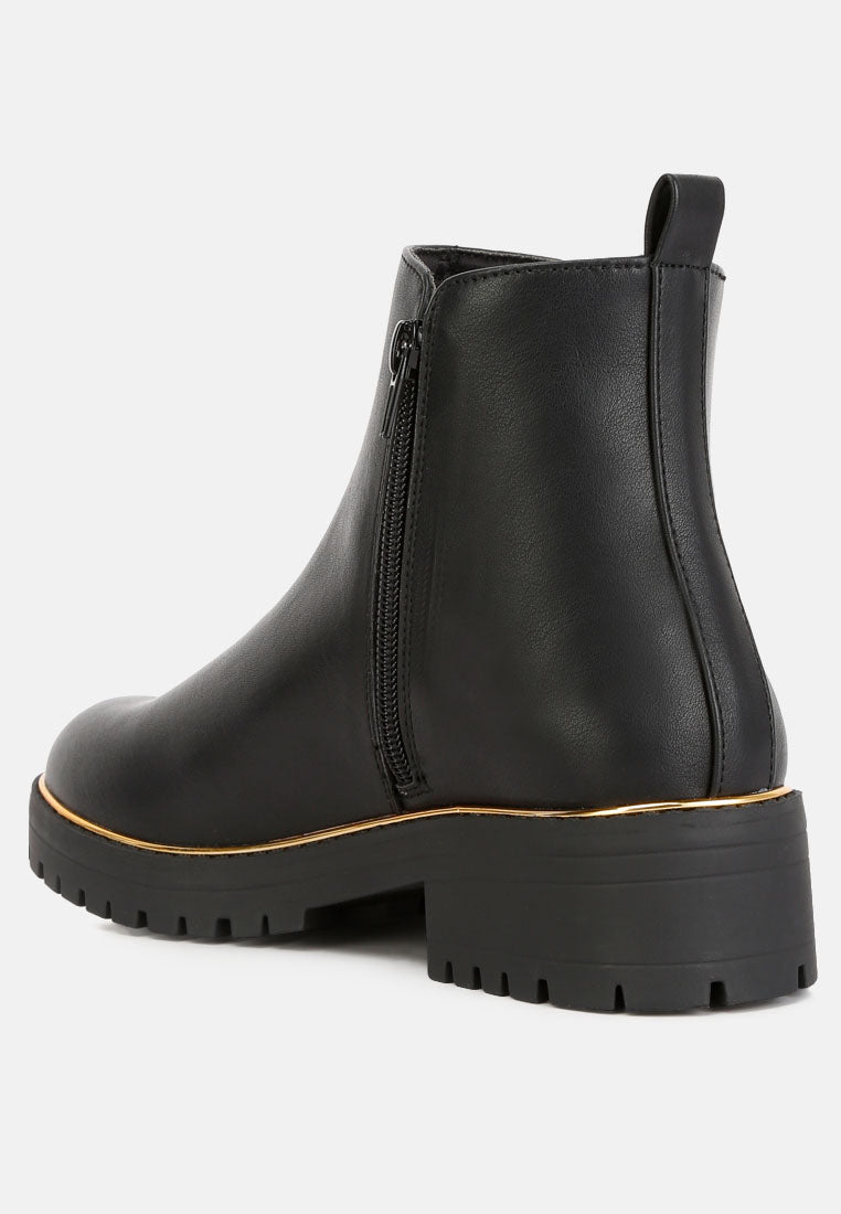 Thorin Metallic Frame Block Heel Boots from London Rag International