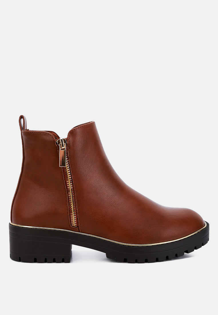 Thorin Metallic Frame Block Heel Boots from London Rag International