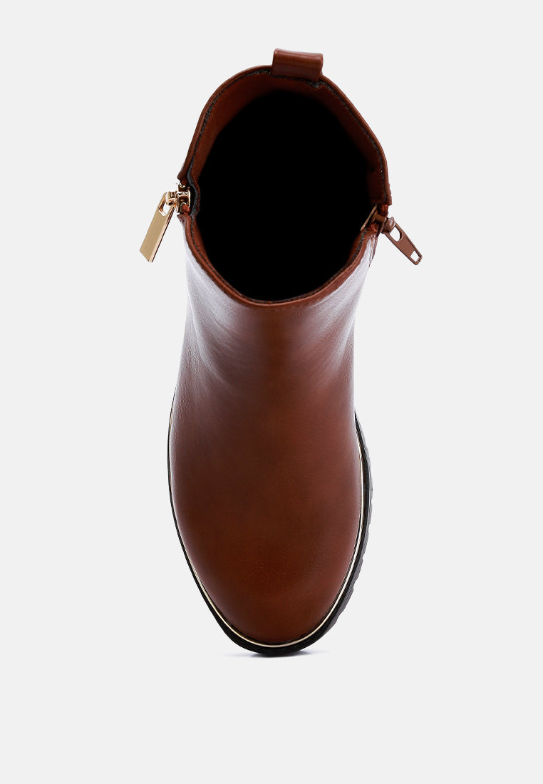 Thorin Metallic Frame Block Heel Boots from London Rag International