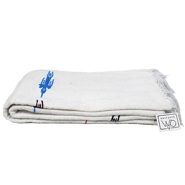 Namaste White Baja Thunderbird Yoga Blanket from West Path