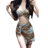Tie Dye Bikini Set – Sexy 3pc Swimsuit with Mesh Cover Skirt from Kawaii Stop
