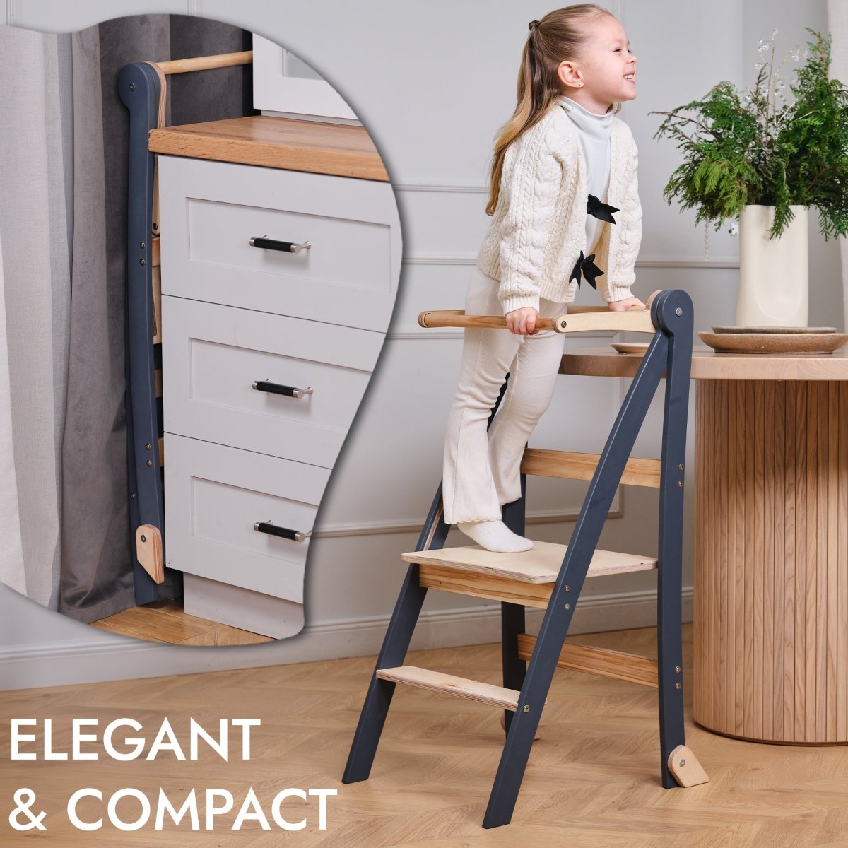 Toddler Learning Tower: Step stool for Kids - Graphite from Goodevas