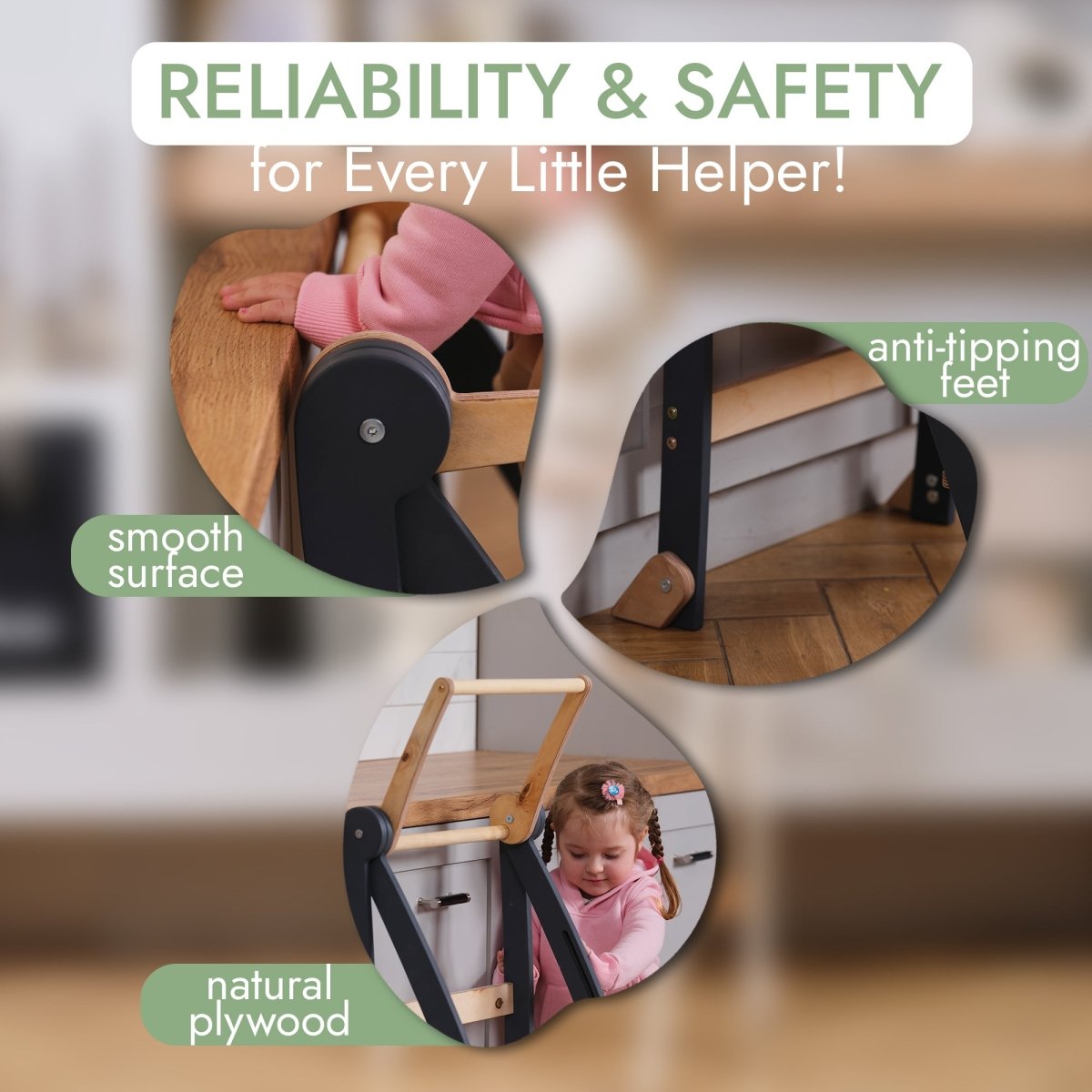 Toddler Learning Tower: Step stool for Kids - Graphite from Goodevas