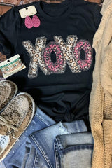 Black XOXO Leopard Print T-Shirt, Cute and Trendy from MsDressly