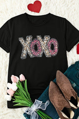 Black XOXO Leopard Print T-Shirt, Cute and Trendy from MsDressly