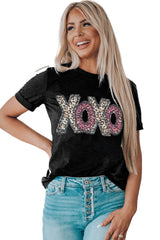 Black XOXO Leopard Print T-Shirt, Cute and Trendy from MsDressly