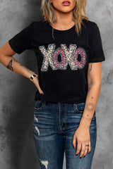 Black XOXO Leopard Print T-Shirt, Cute and Trendy from MsDressly