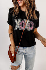 Black XOXO Leopard Print T-Shirt, Cute and Trendy from MsDressly