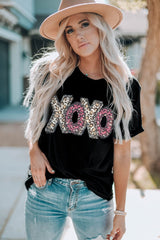 Black XOXO Leopard Print T-Shirt, Cute and Trendy from MsDressly