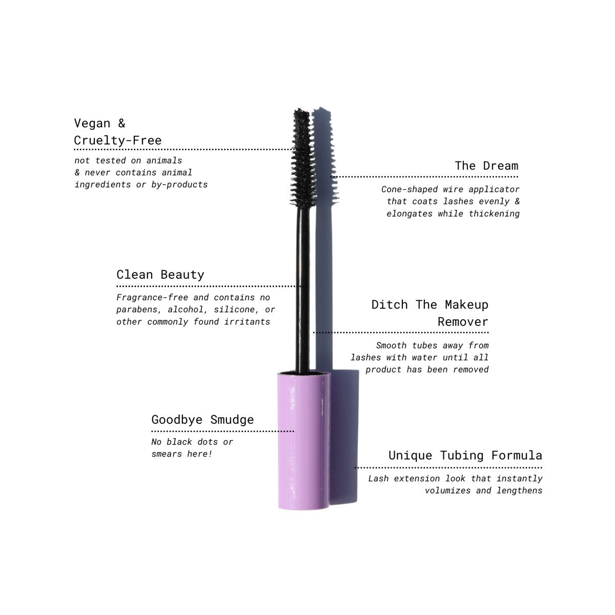 Totally Tubular Tubing Mascara from Half Caked - Cone-shaped Applicator for Extended Lash Length Makeup Brow Curler Eyelash Pack Smooth