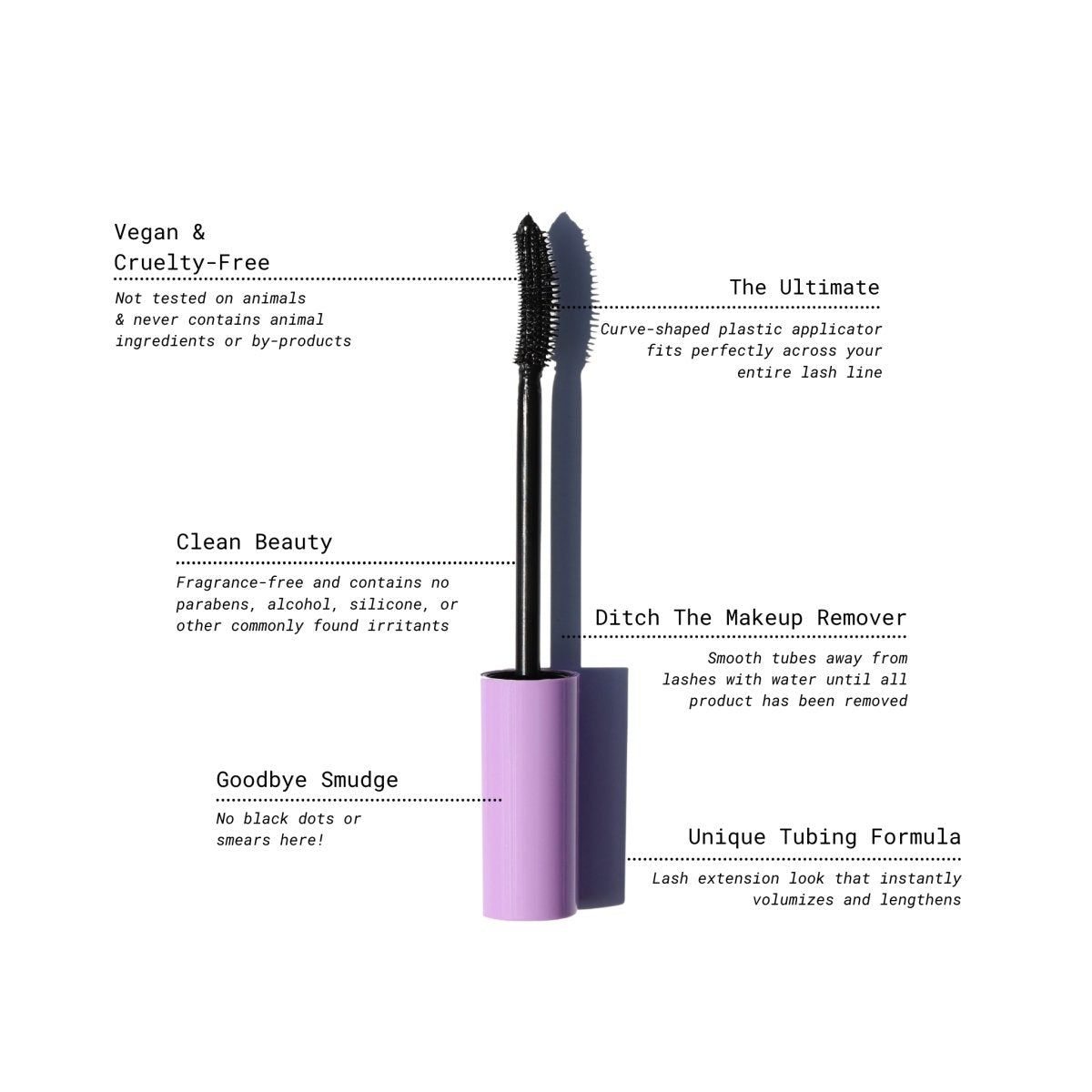 Totally Tubular Tubing Mascara from Half Caked - Cone-shaped Applicator for Extended Lash Length Makeup Brow Curler Eyelash Pack Smooth