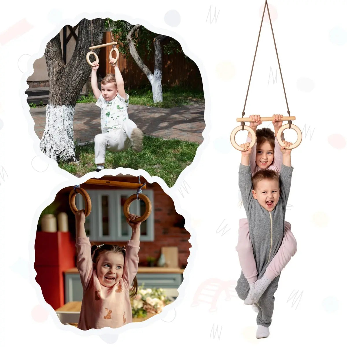 Trapeze swing bar with rings from Goodevas
