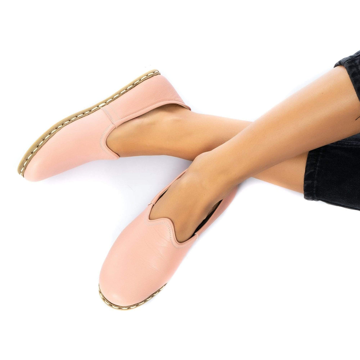 Women's Powder Pink Slip On Shoes from Atlantis Handmade Shoes