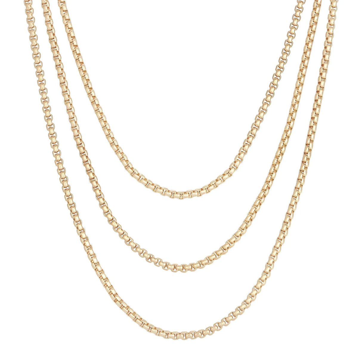 Triple Layer Thin Luciana Box Chain Necklace from eklexic
