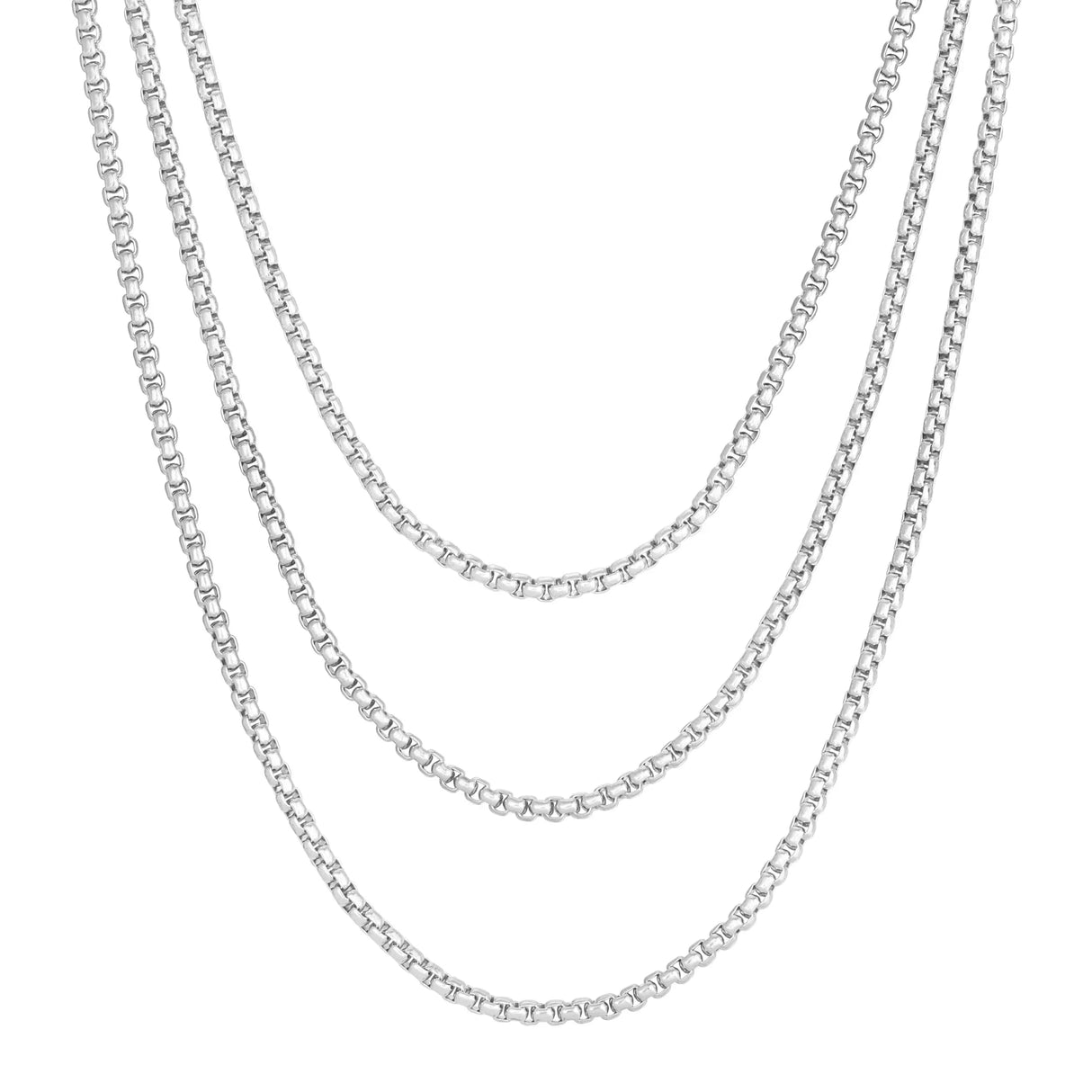Triple Layer Thin Luciana Box Chain Necklace from eklexic