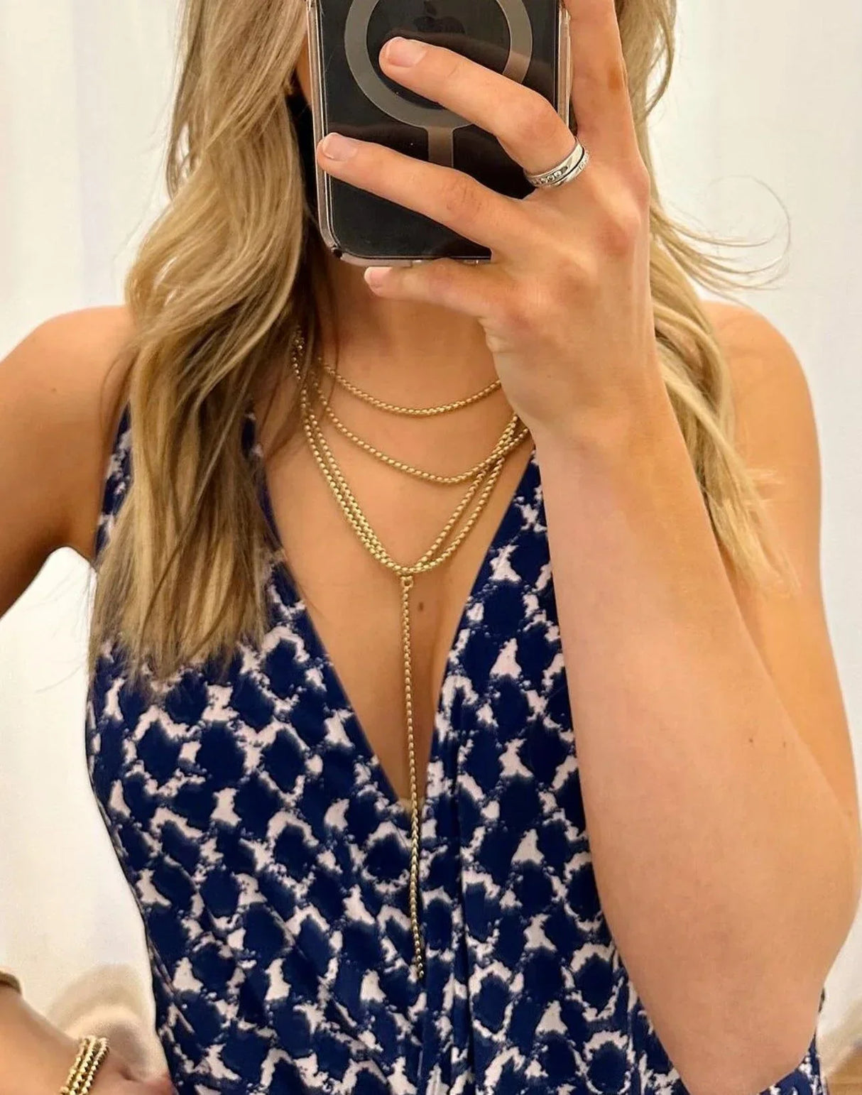Triple Layer Thin Luciana Box Chain Necklace from eklexic