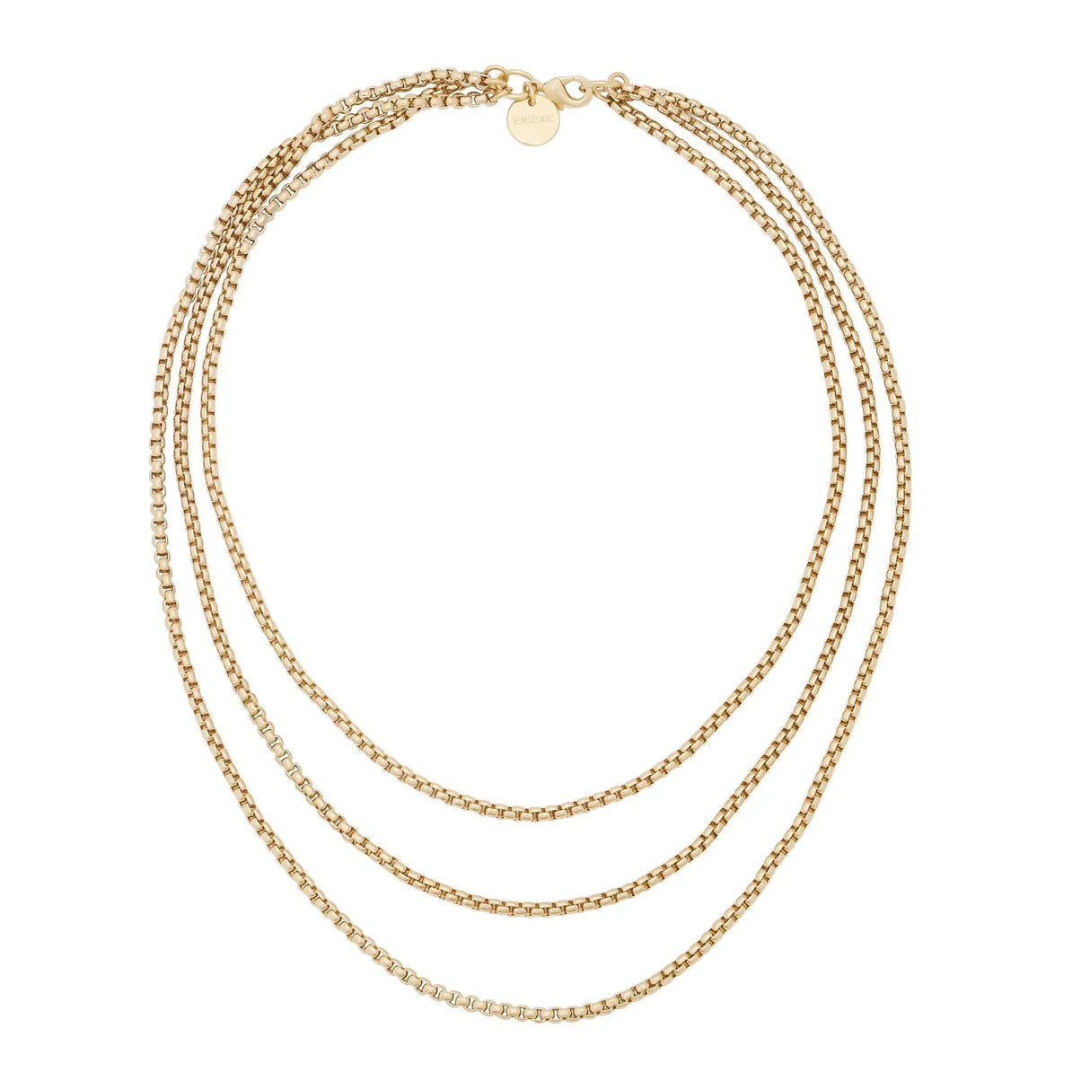 Triple Layer Thin Luciana Box Chain Necklace from eklexic