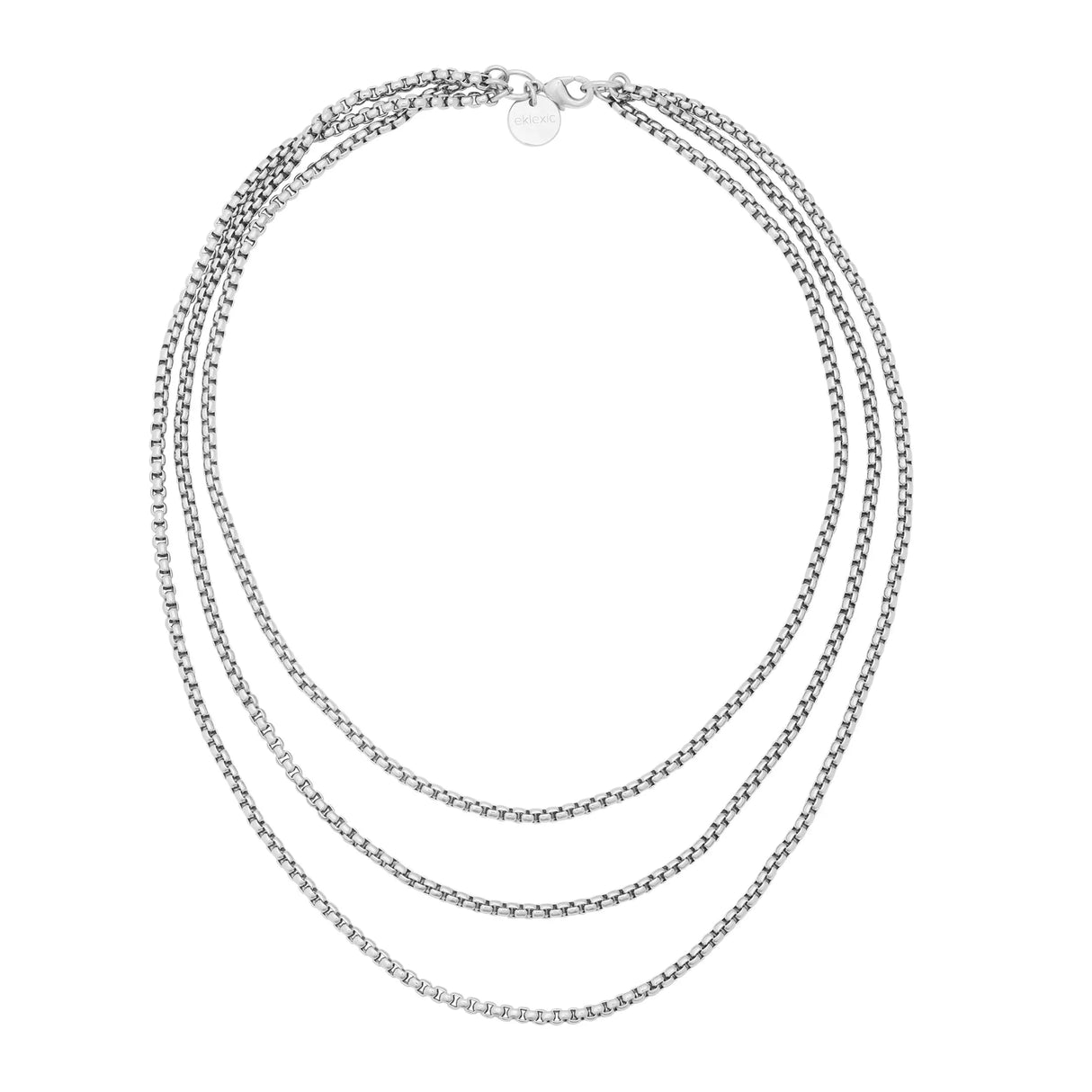 Triple Layer Thin Luciana Box Chain Necklace from eklexic