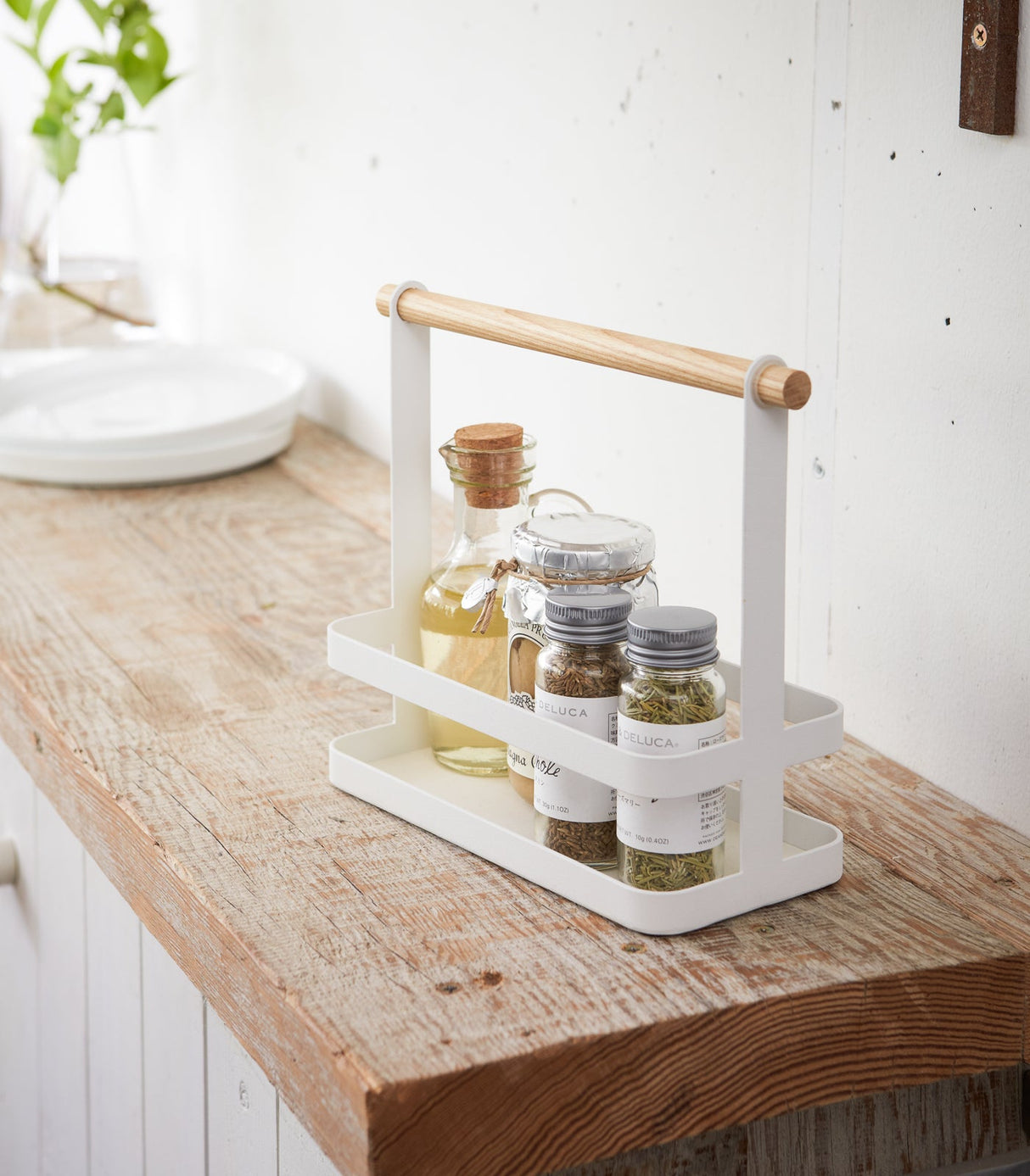 Tabletop Storage Caddy - Steel + Wood from Yamazaki Home