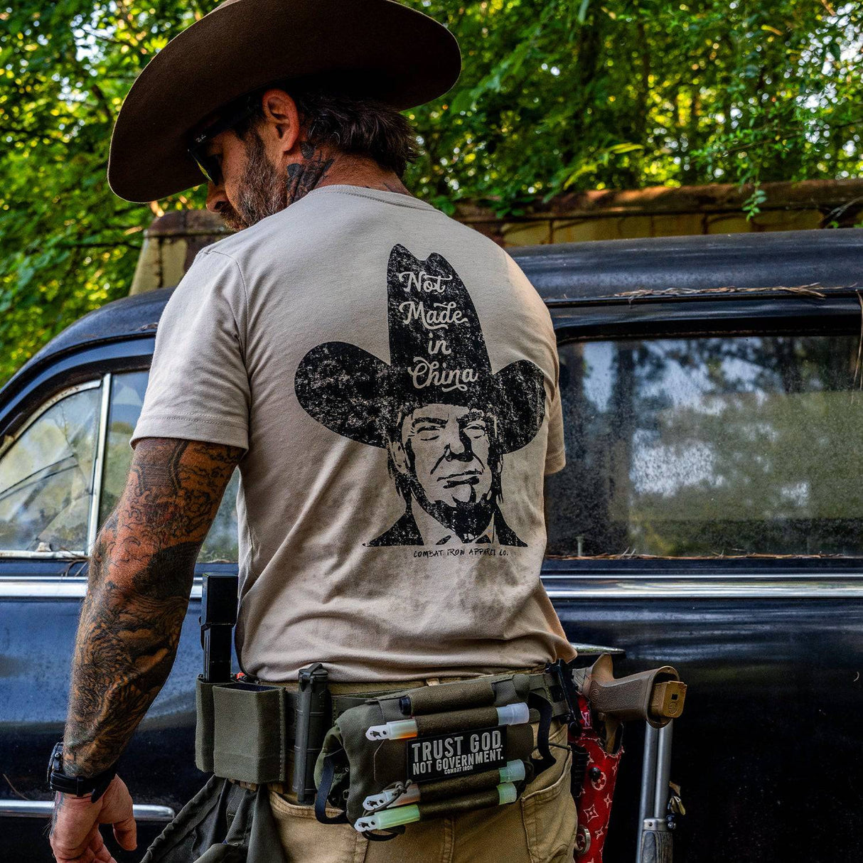Not Made In China Trump Men's T-Shirt from Combat Iron Apparel