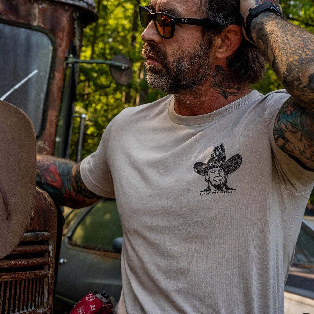 Not Made In China Trump Men's T-Shirt from Combat Iron Apparel