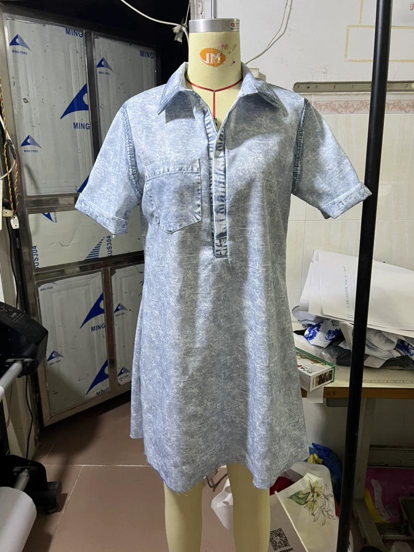 Ladies Short Sleeve Denim Dress From Toodle Treasures