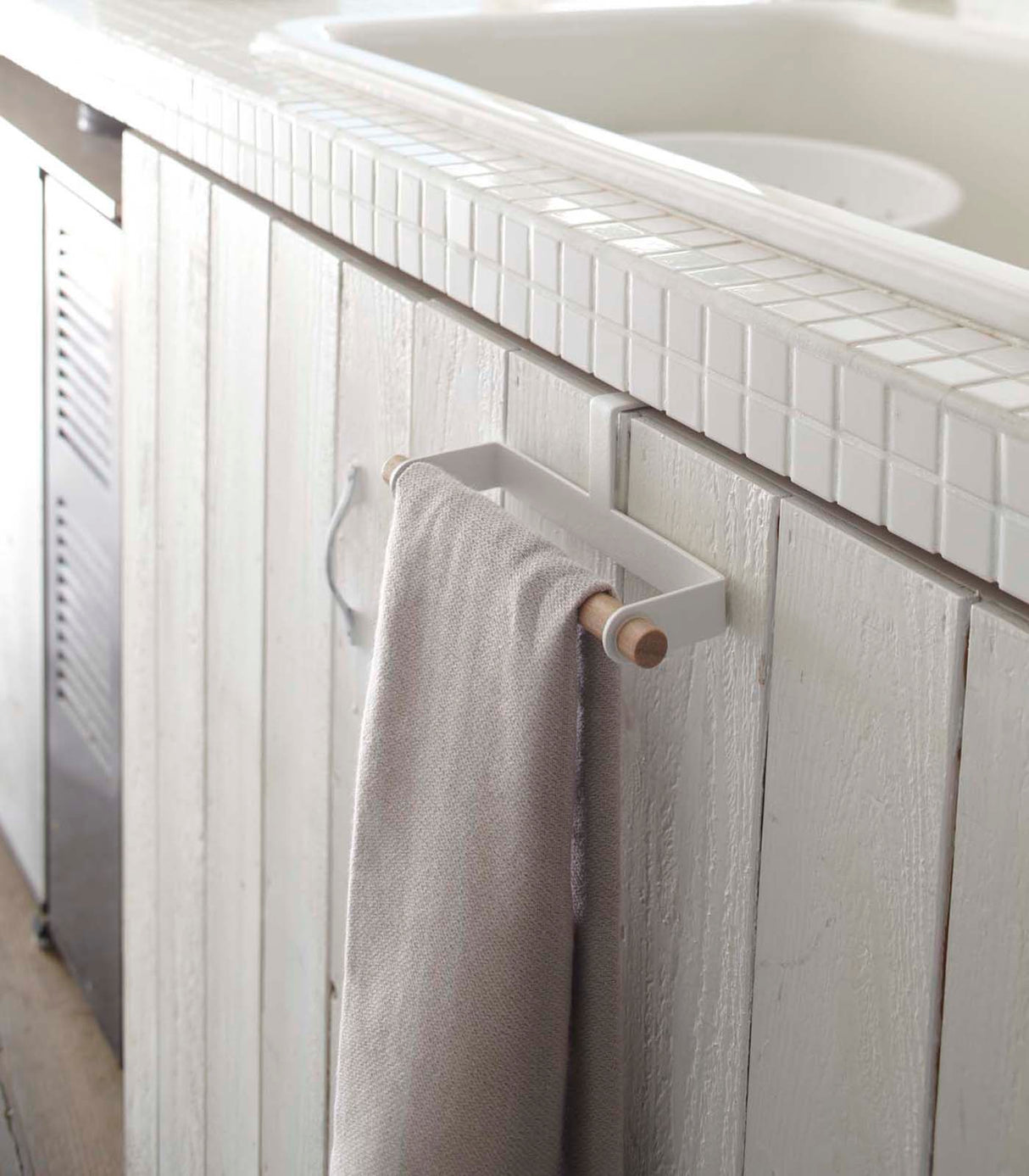 Cabinet Door Dish Towel Hanger - Steel + Wood from Yamazaki Home
