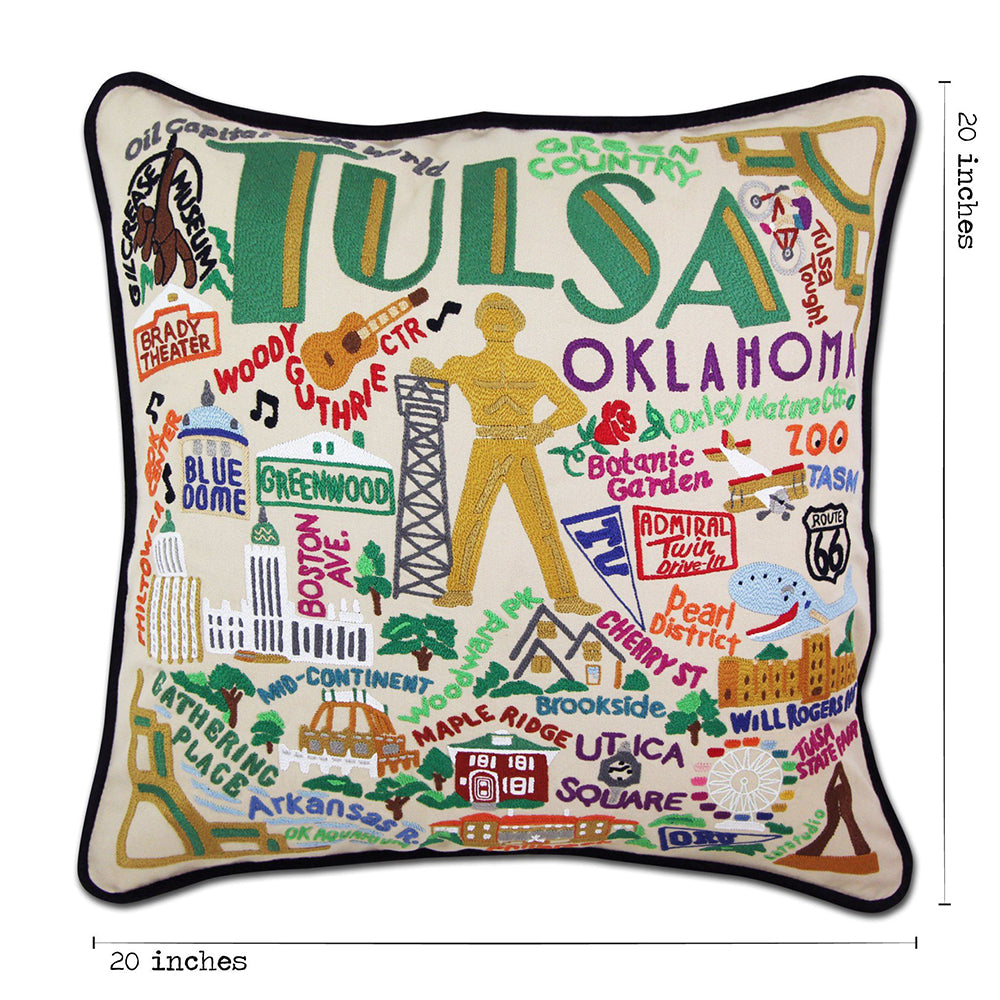 Tulsa Hand-Embroidered Pillow from Quirks!