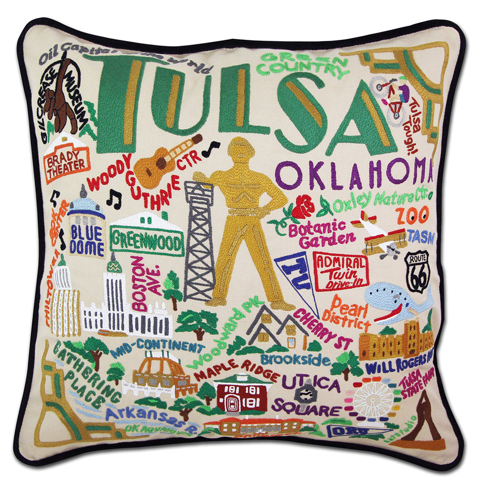 Tulsa Hand-Embroidered Pillow from Quirks!