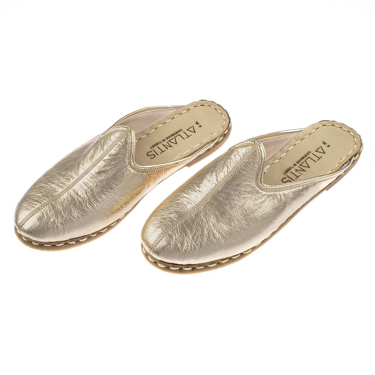 Women's Gold Slippers from Atlantis Handmade Shoes