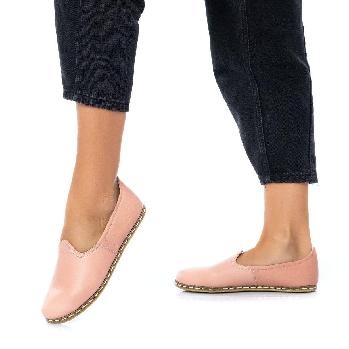 Women's Powder Pink Slip On Shoes from Atlantis Handmade Shoes