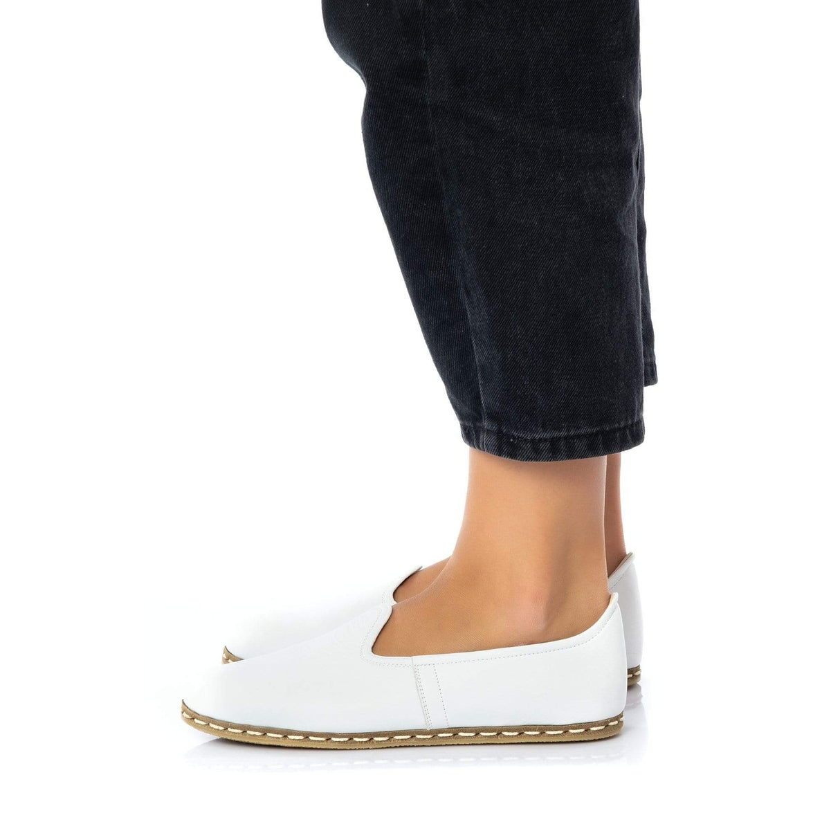 Women's White Slip On Shoes from Atlantis Handmade Shoes