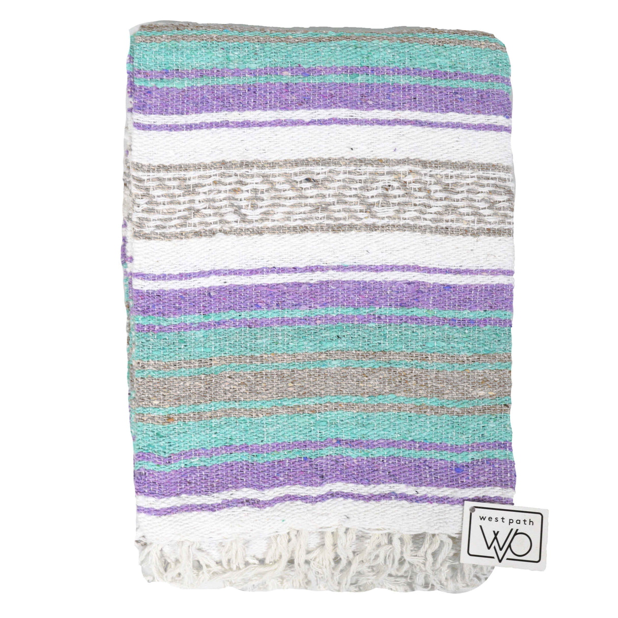 Seafoam Green & Pastel Purple Mexican Falsa Blanket from West Path