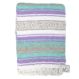 Seafoam Green & Pastel Purple Mexican Falsa Blanket from West Path