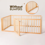 Full Montessori Floor Bed Frame for Toddlers with Fence from Goodevas