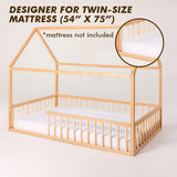 Twin Size Montessori House Bed for Kids with Fence from Goodevas