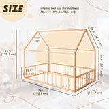Twin Size Montessori House Bed for Kids with Fence from Goodevas