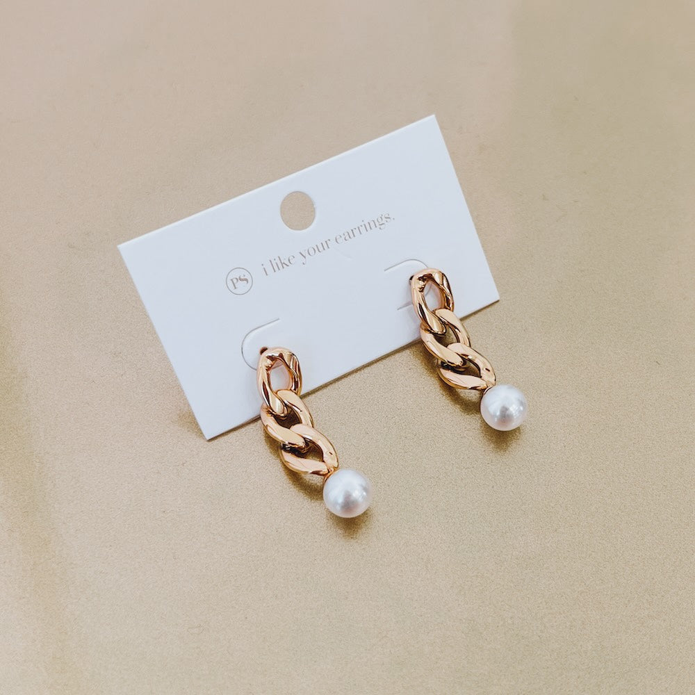 Twirling Pearl Chain Drop Earrings - WATERPROOF from Pretty Simple