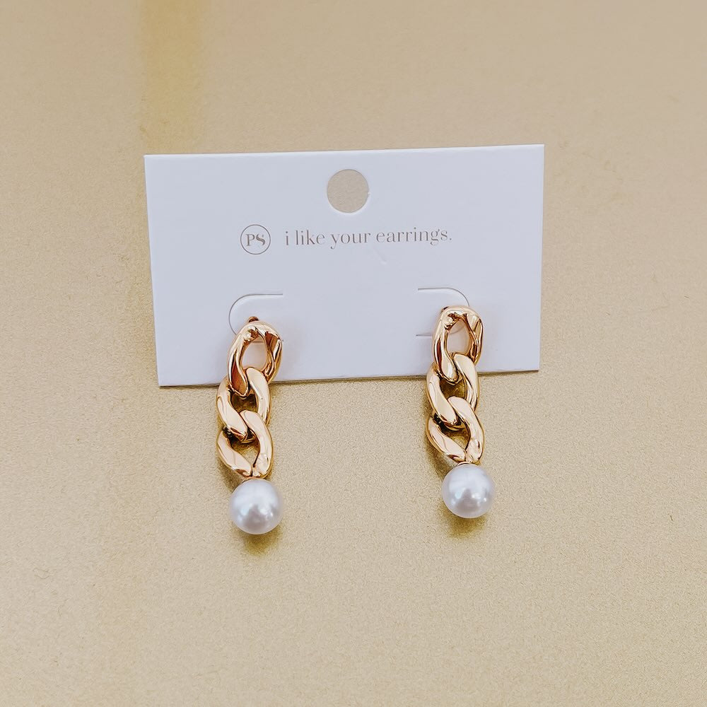 Twirling Pearl Chain Drop Earrings - WATERPROOF from Pretty Simple
