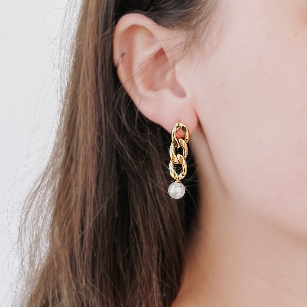 Twirling Pearl Chain Drop Earrings - WATERPROOF from Pretty Simple