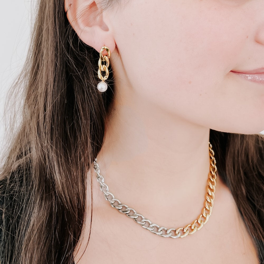 Twirling Pearl Chain Drop Earrings - WATERPROOF from Pretty Simple