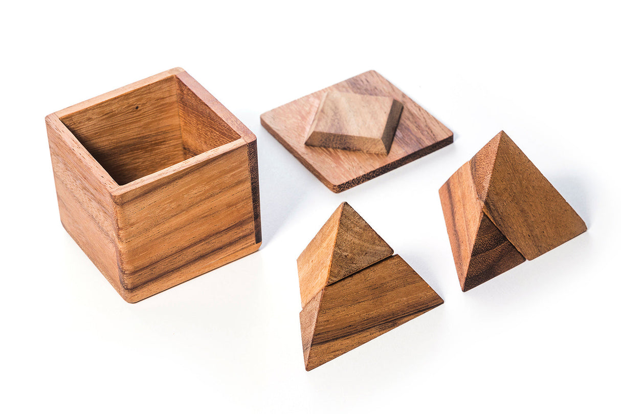 2 Pyramids In a Box - Wooden Brain Teaser Puzzle from Kubiya Games