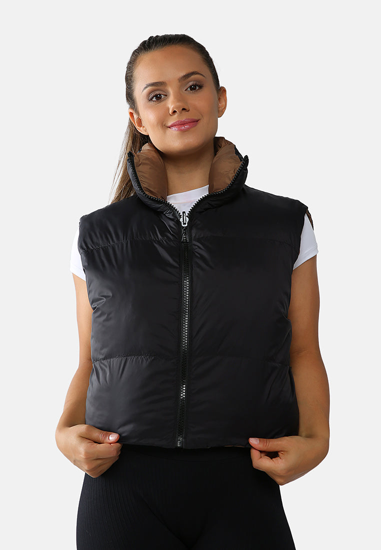 Two Way Cropped Sleeveless Puffer Jacket from London Rag International